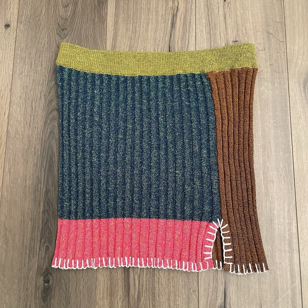 Yan Yan Knits Tweedle Mini Skirt Size Large Multicolor Chunky Knit Pull On EUC - Picture 3 of 10